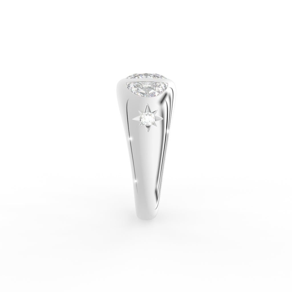 18K Yellow Gold Bespoke Cushion Diamond Ring — SIDE