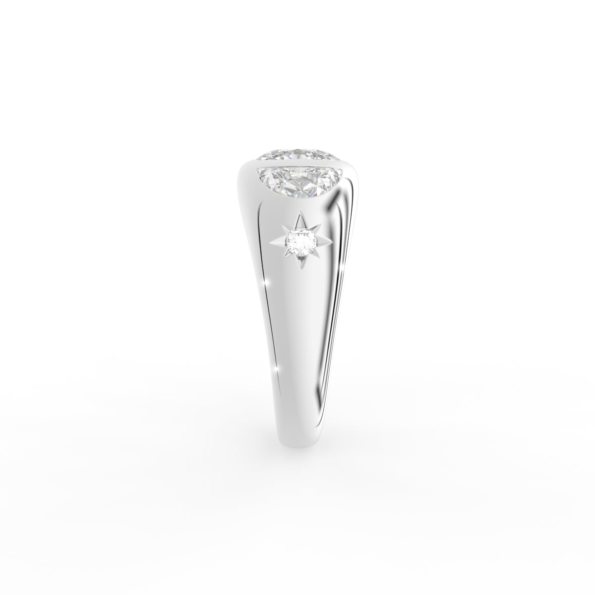 18K Yellow Gold Bespoke Cushion Diamond Ring — SIDE