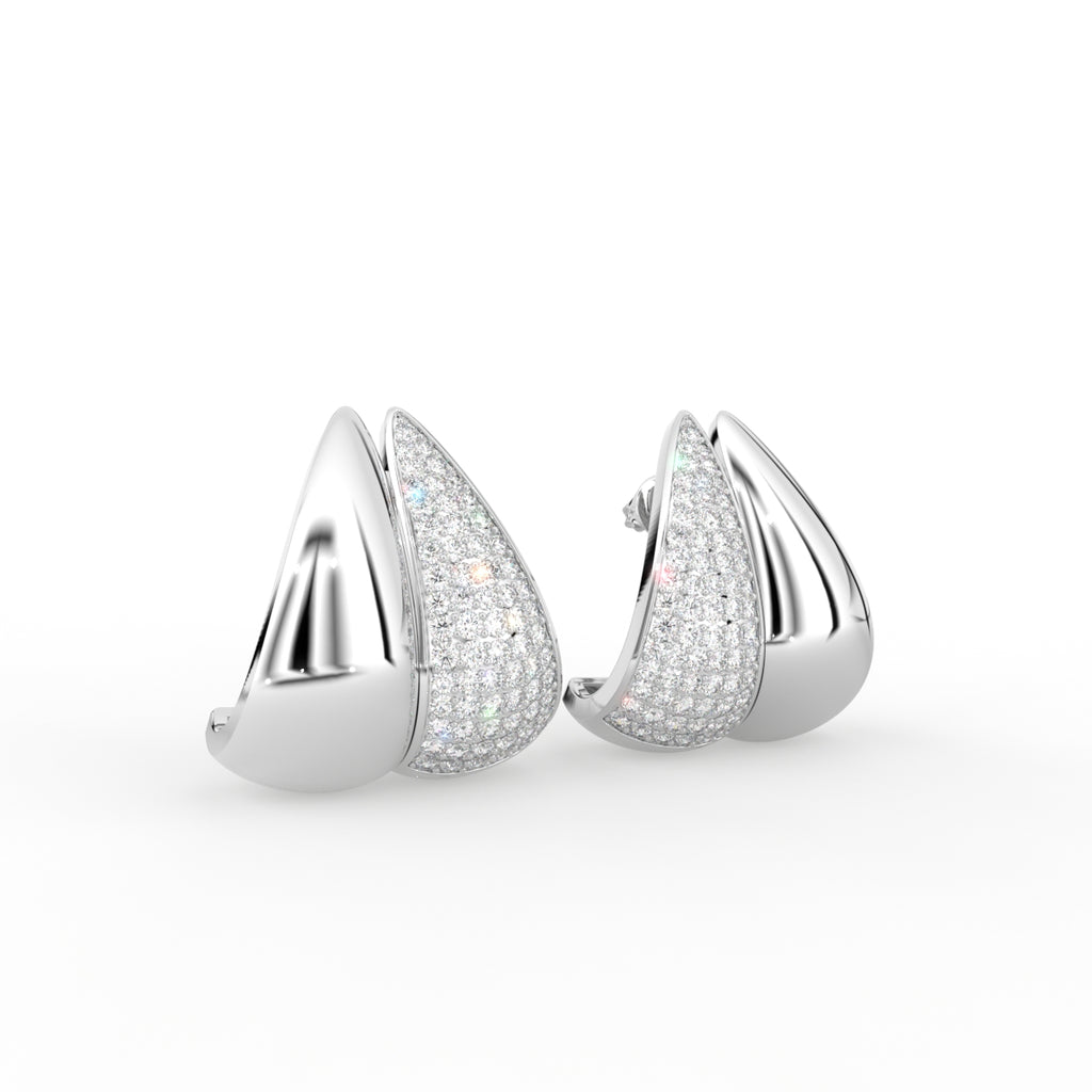 14K Yellow Gold Bespoke Diamond Earrings — 3D VIEW