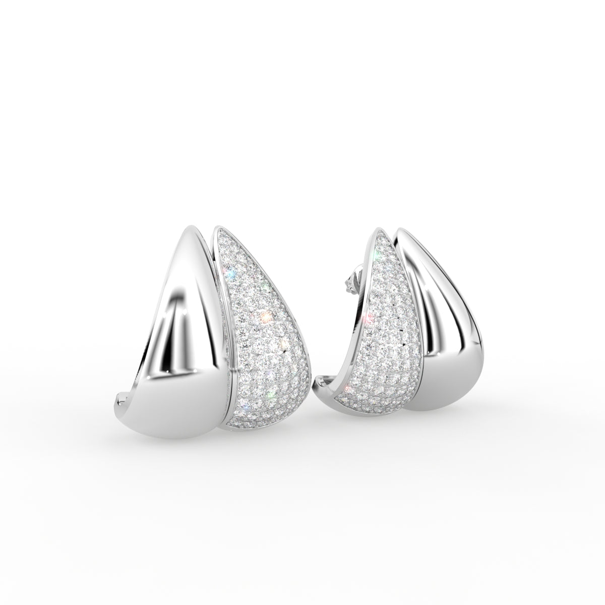 14K Yellow Gold Bespoke Diamond Earrings — 3D VIEW