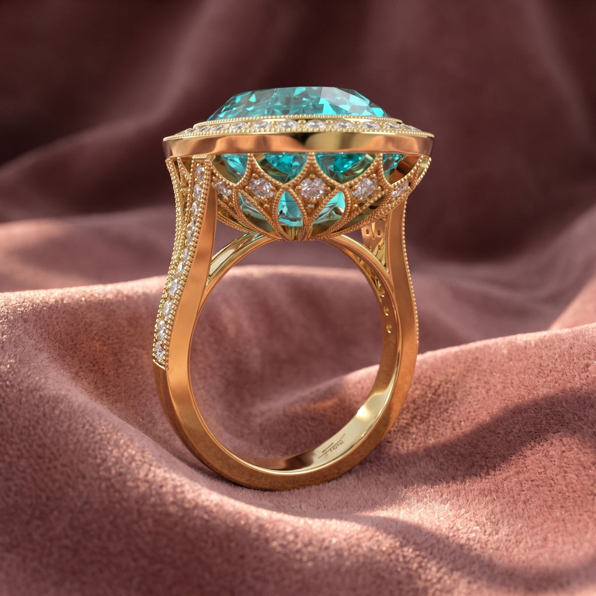 18K Halo Oval Statement Diamond Ring — AI cloth, in-house