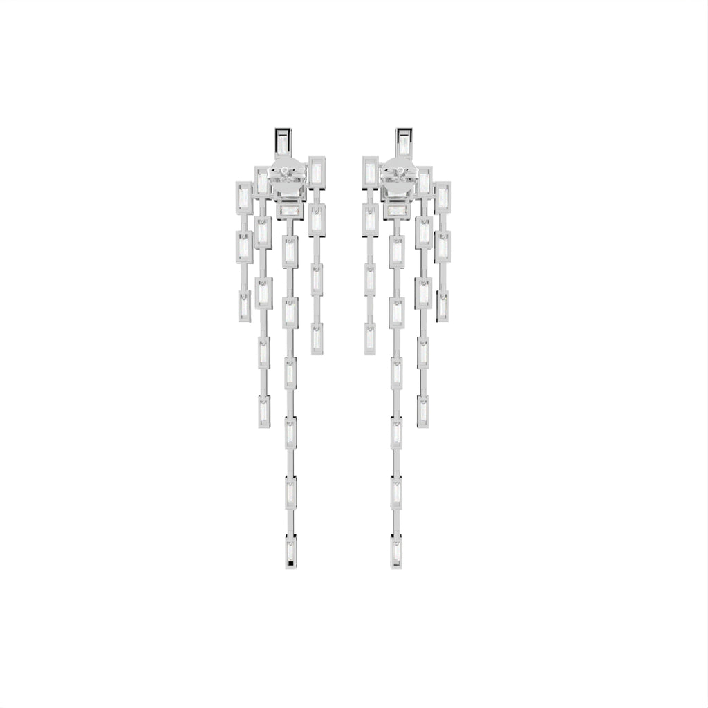 18K Baguette Diamond Drop Earrings — BACK
