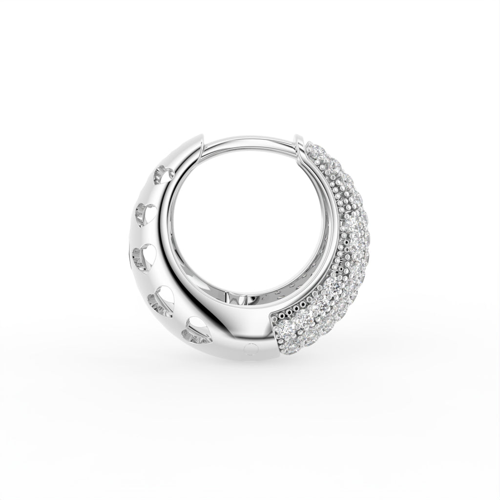 18K Chunky Pave Diamond Hoop Earrings — SIDE VIEW
