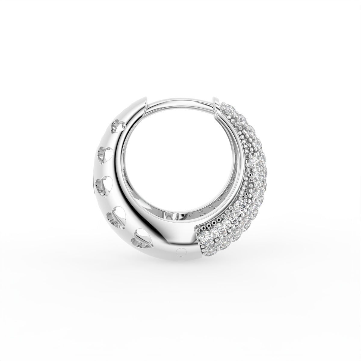 18K Chunky Pave Diamond Hoop Earrings — SIDE VIEW