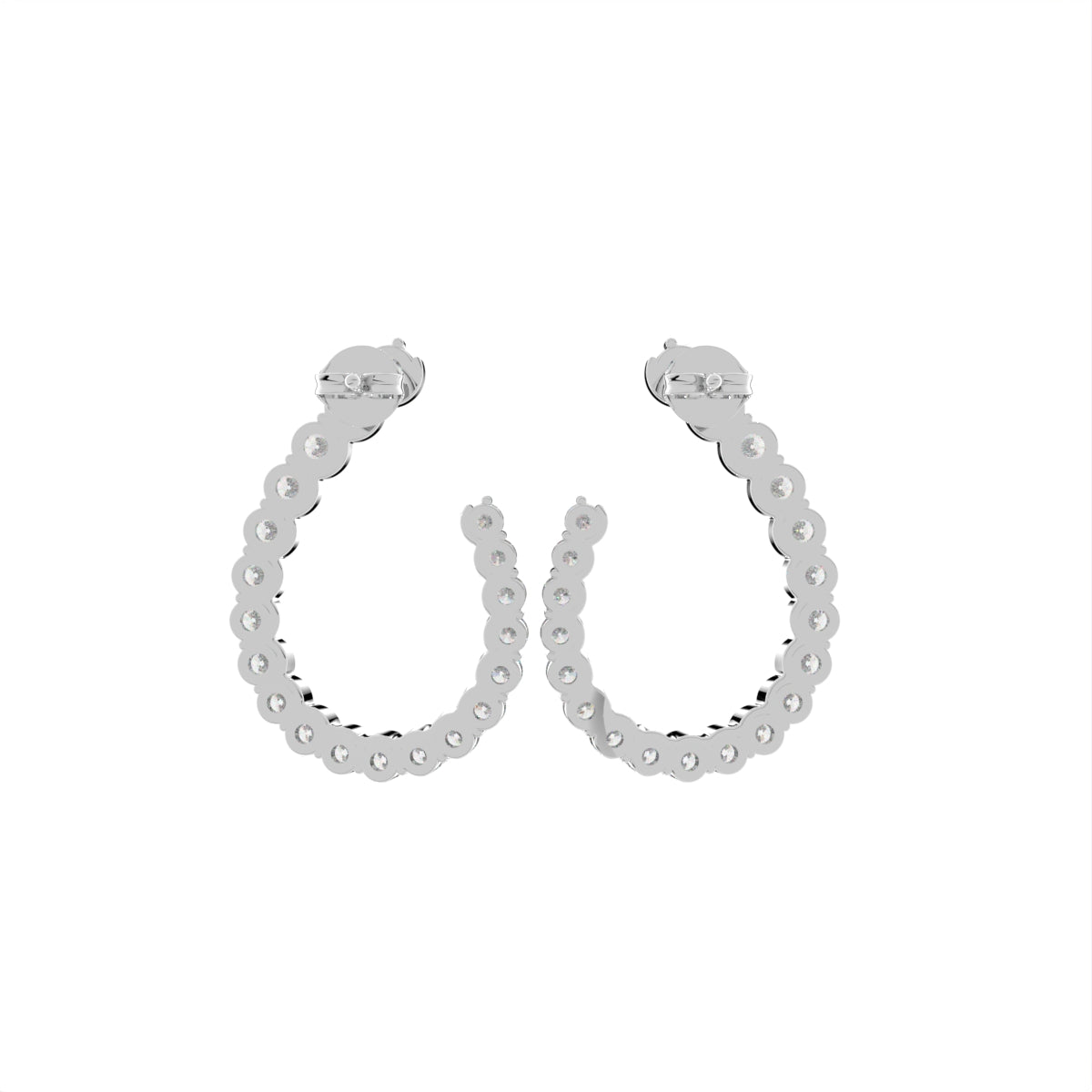 18K Feather Diamond Earrings — BACK