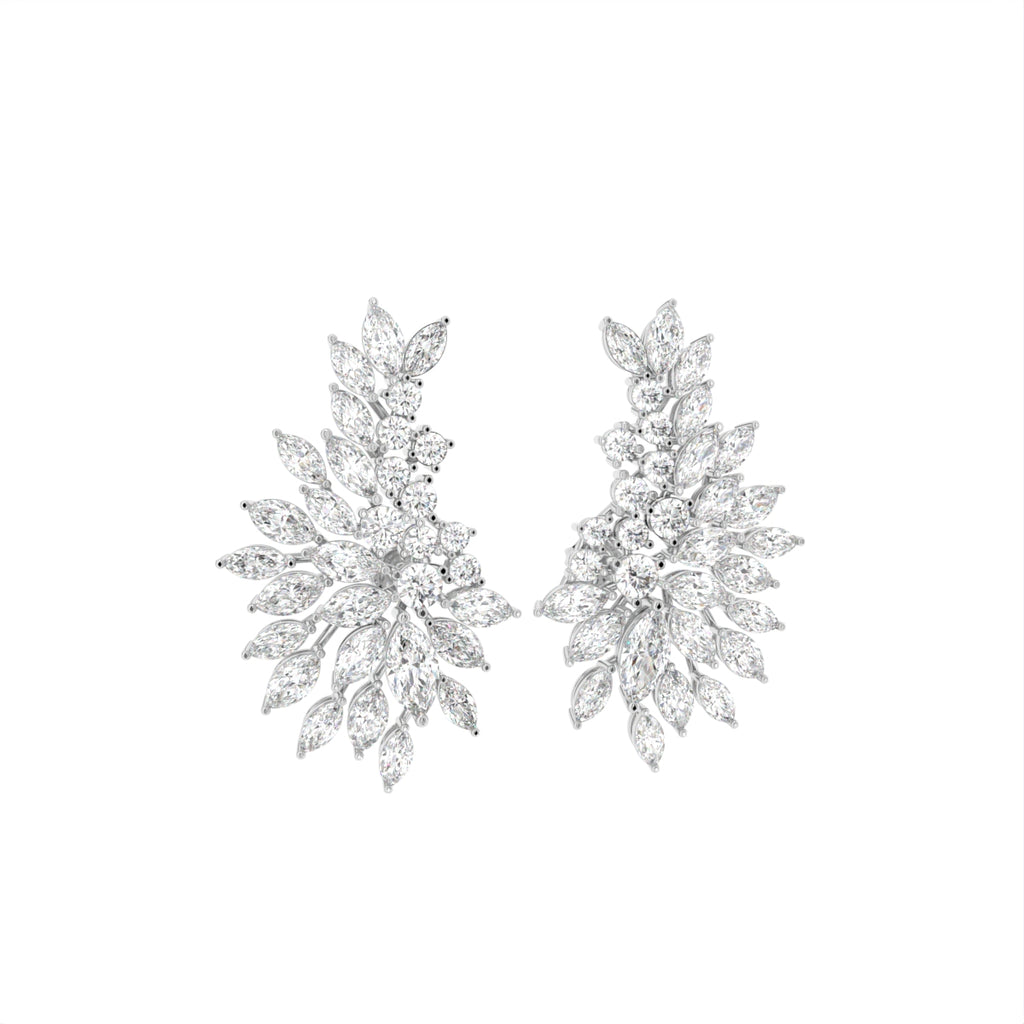 18K Bespoke Marquise Diamond Earrings — 3D VIEW