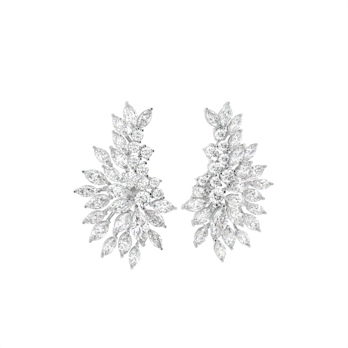 18K Bespoke Marquise Diamond Earrings — 3D VIEW