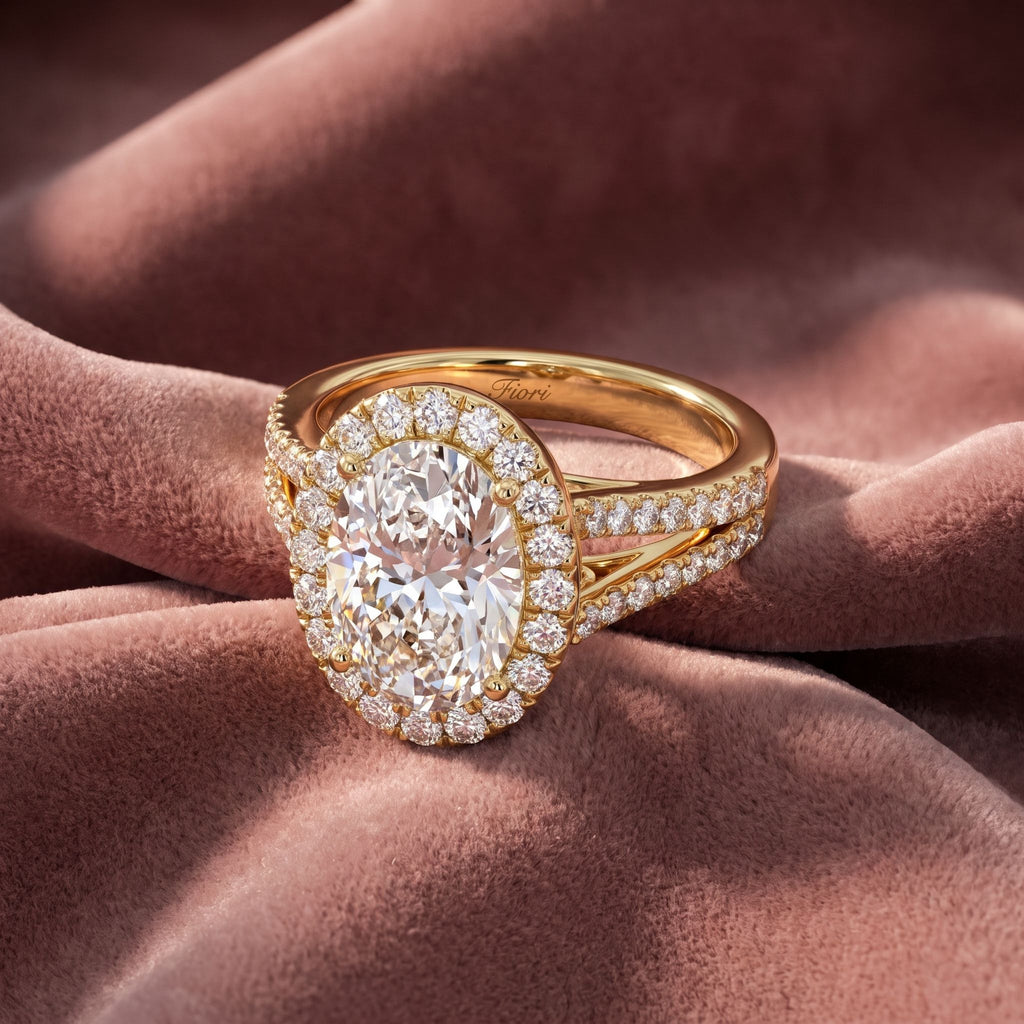 18K Halo Oval Diamond Engagement Ring — AI cloth, in-house