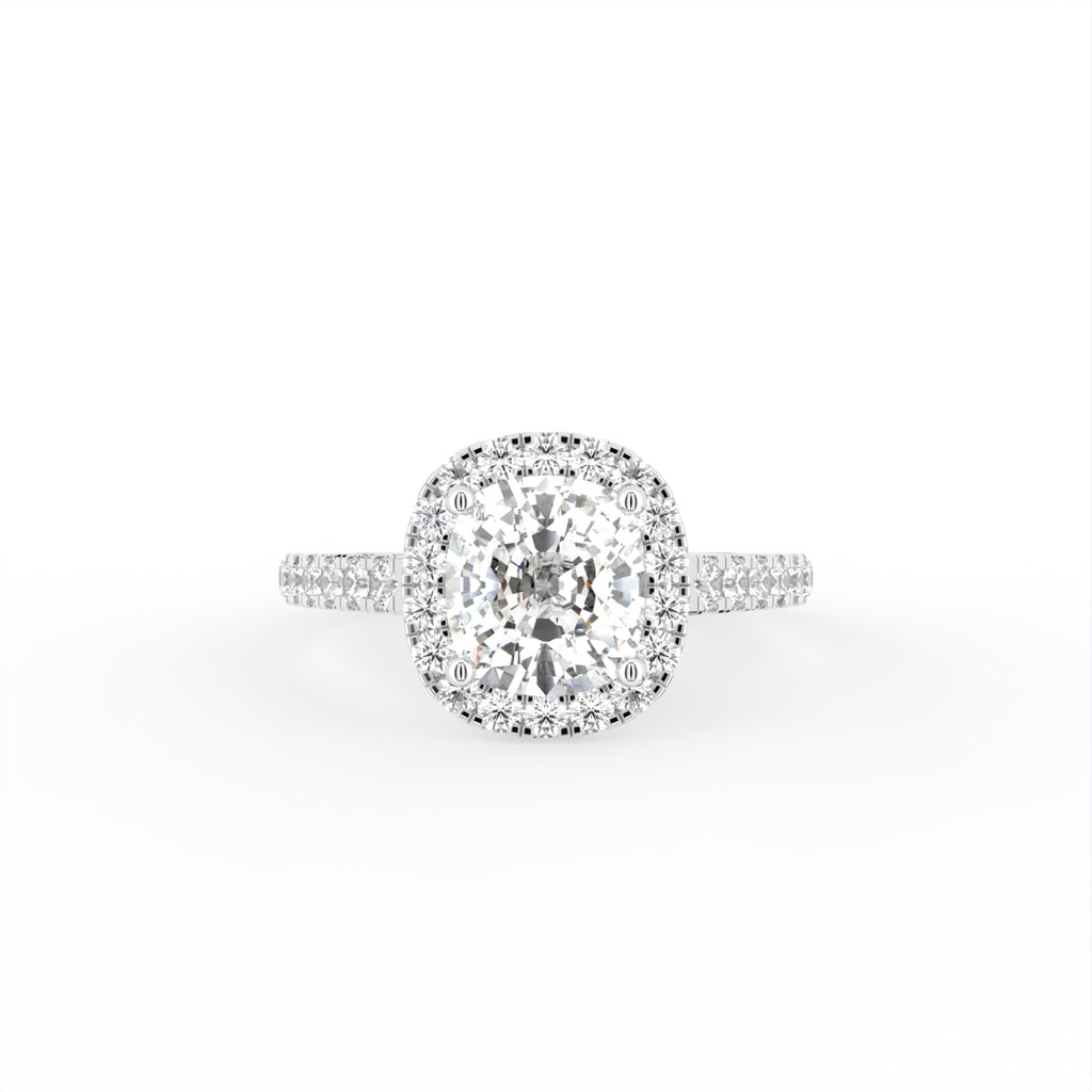 vimg:Z00240|18K Halo Cushion Diamond Ring — TOP