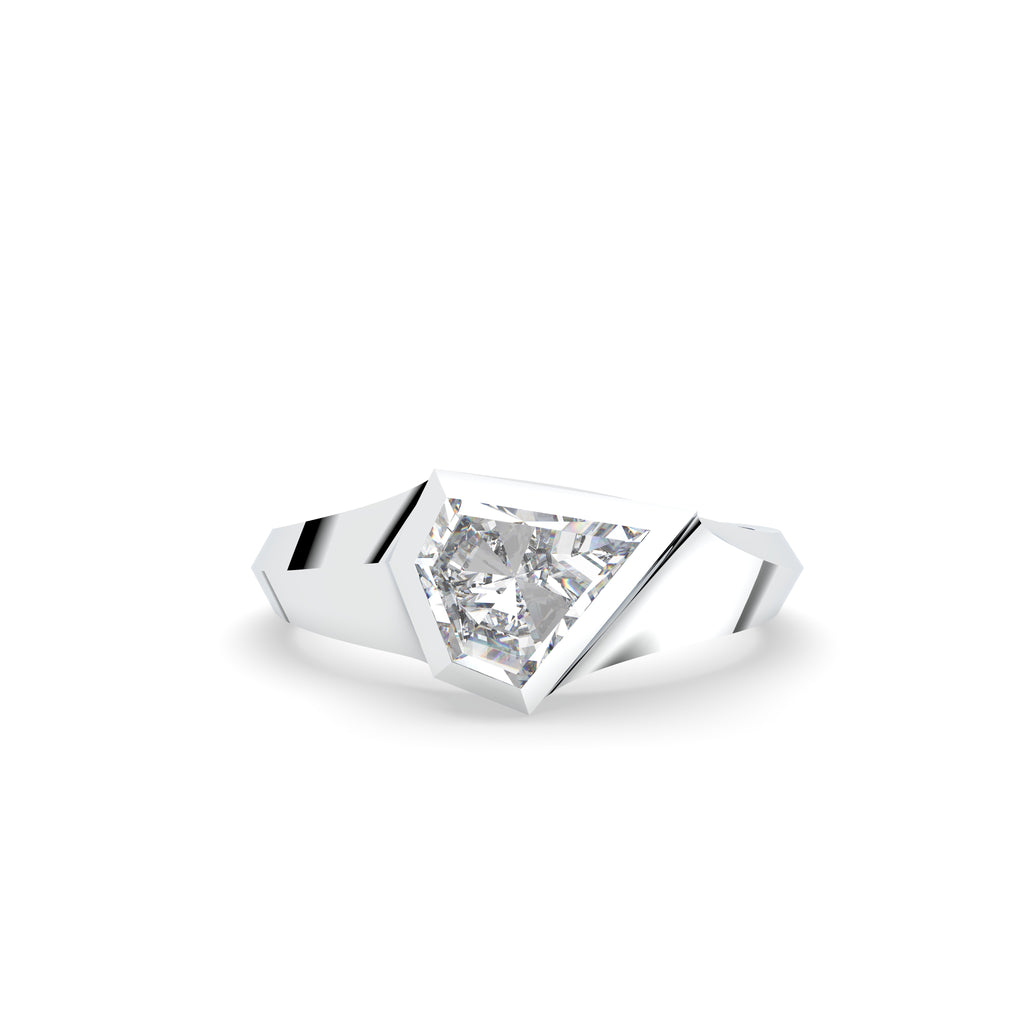 18K Bespoke Shield Cut Diamond Ring — TOP