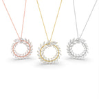 18K Leaf Diamond Pendant — 3 COLOR