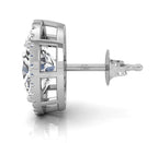 18K Oval Halo Diamond Earrings — SIDE VIEW