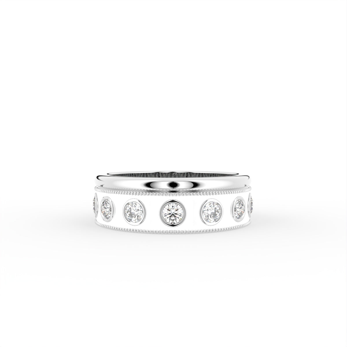 vimg:FJ6116|vimg:FJ6119|18K Bespoke Round Bezel Diamond Ring — TOP