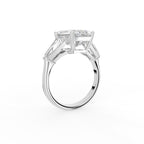 18K White Gold Trilogy Emerald Diamond Engagement Ring — 3D VIEW