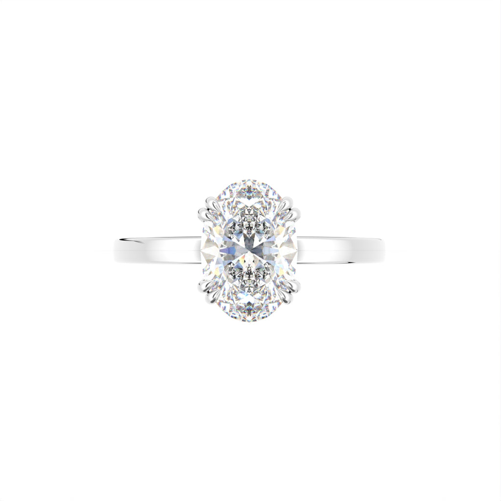 14K Rose Gold Solitaire Oval Diamond Ring — TOP
