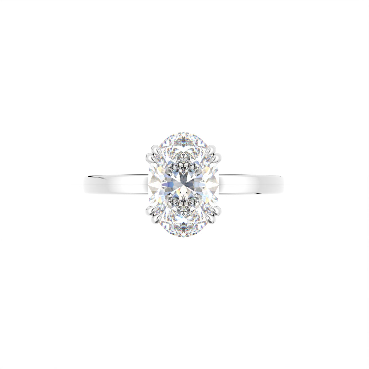 14K Rose Gold Solitaire Oval Diamond Ring — TOP
