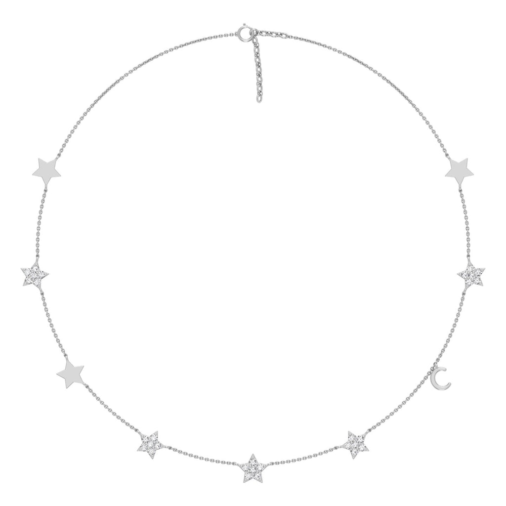 18K White Gold Celestial Diamond Choker Necklace — TOP