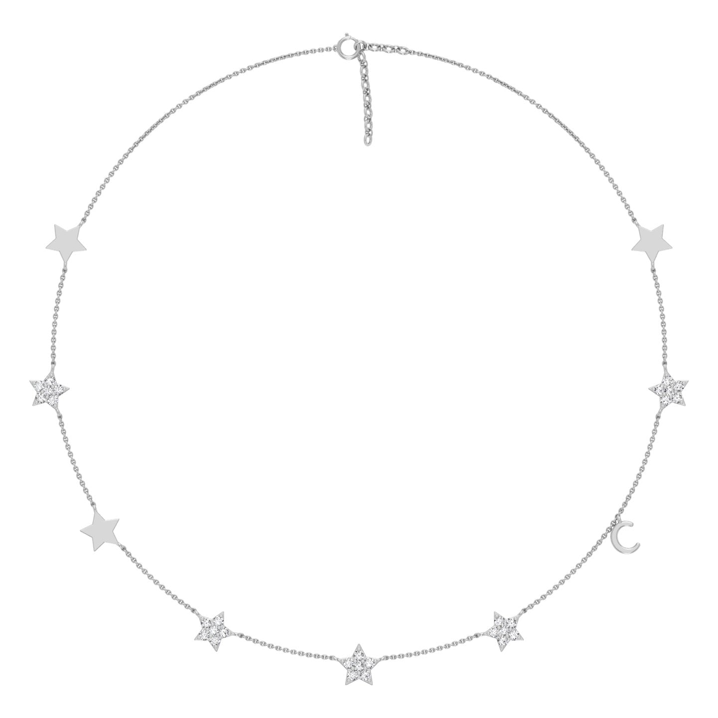 18K White Gold Celestial Diamond Choker Necklace — TOP