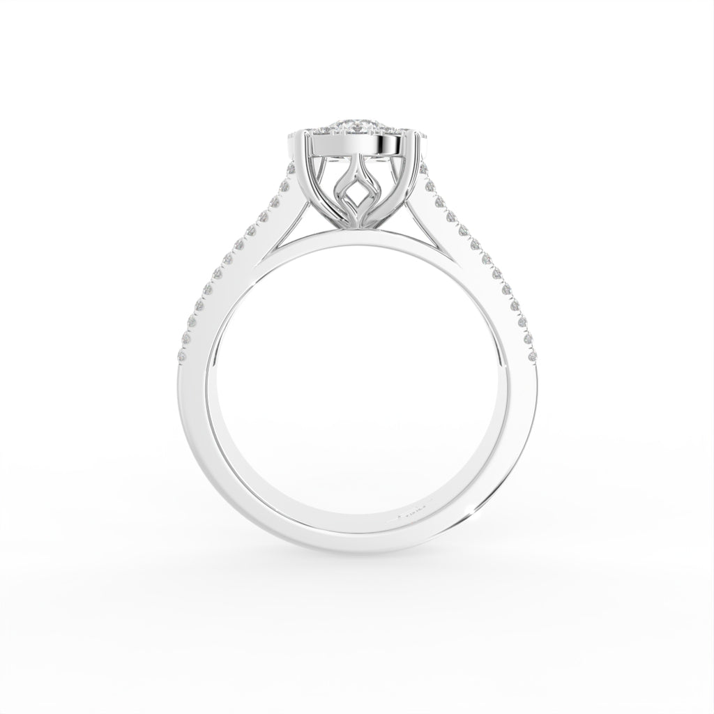18K Halo Round Diamond Ring — FRONT