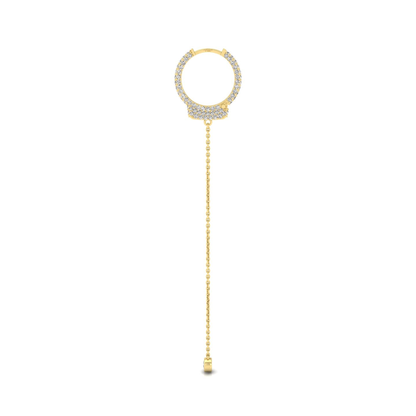 18K Yellow Gold Hoop Drop Diamond Earrings — SIDE VIEW