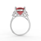 18K Red Cushion and Diamond Cocktail Ring — FRONT