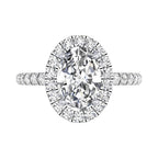 18K Halo Oval Diamond Ring — TOP