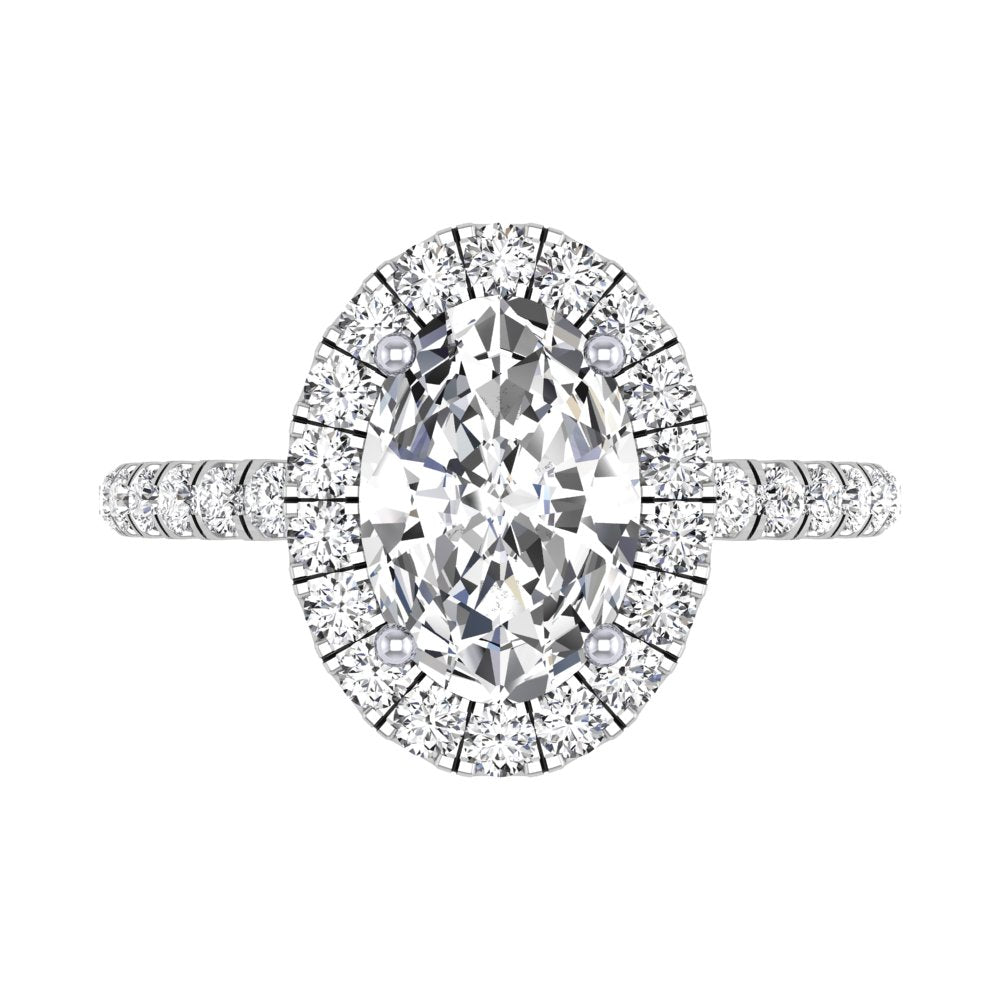 18K Halo Oval Diamond Ring — TOP