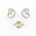 Sterling Silver Radiant Diamond Ring — 3 COLOR