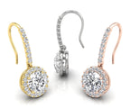 18K Round Diamond Drop Earrings — 3 COLOR
