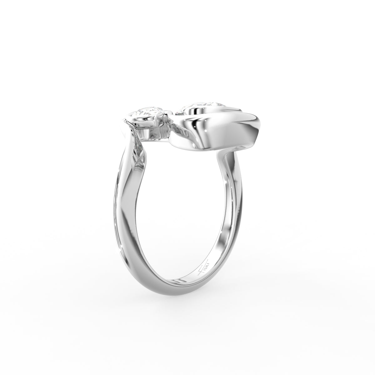 18K Yellow Gold Bespoke Pear Diamond Ring — 3D VIEW