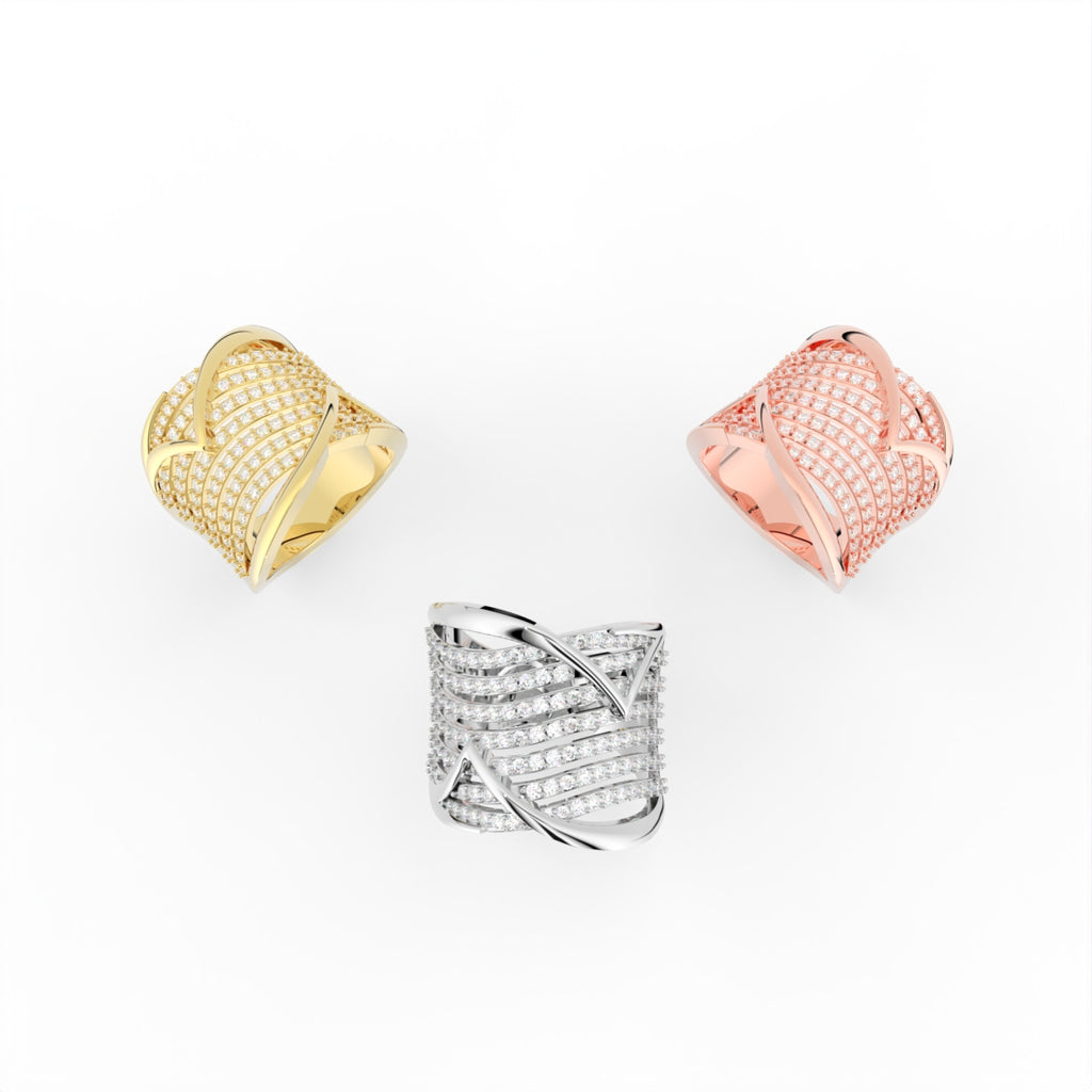 Sterling Silver Diamond Ring — 3 COLOR