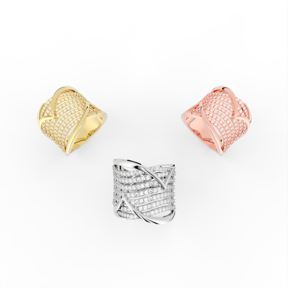 Sterling Silver Diamond Ring — 3 COLOR