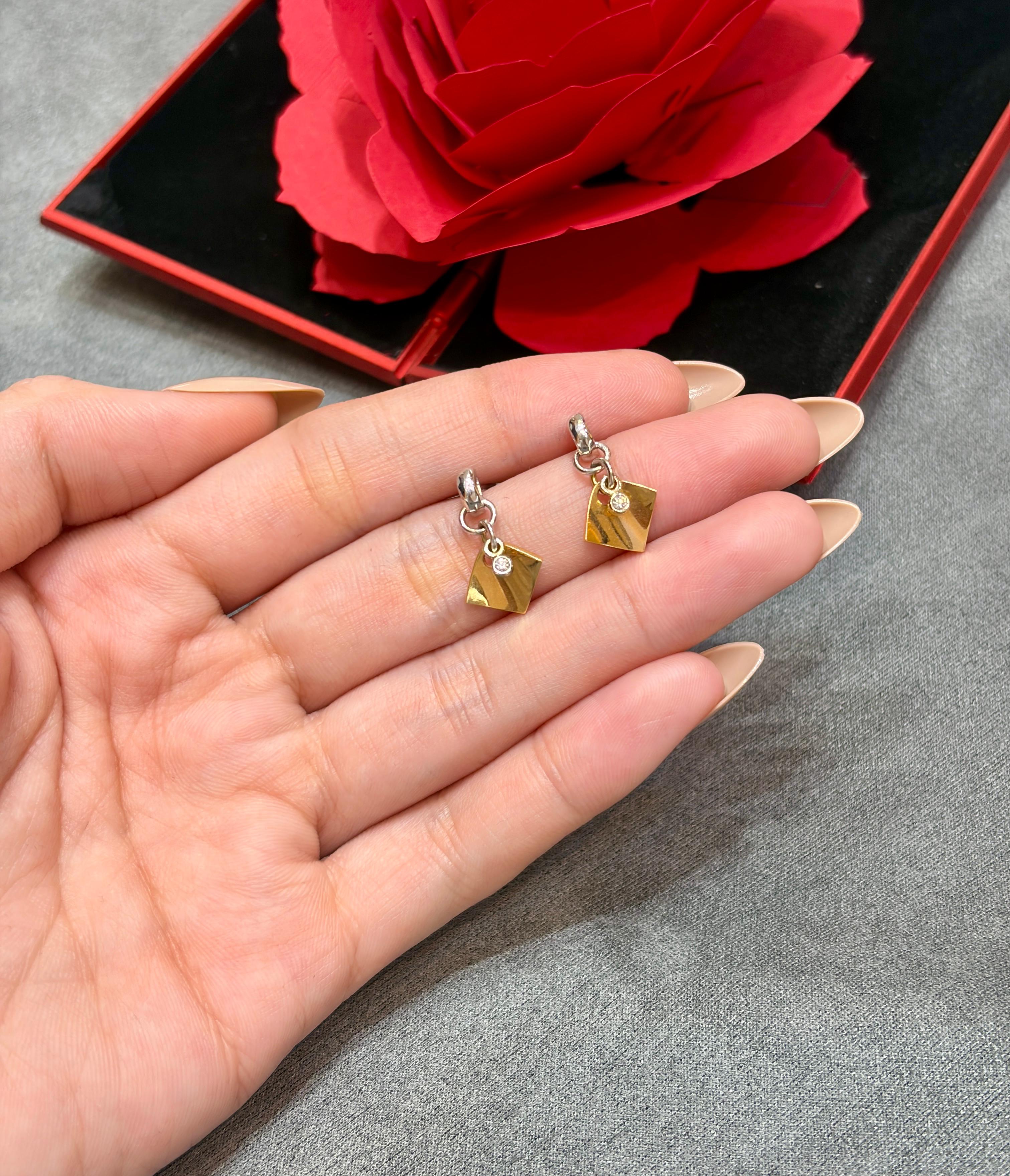 18K White & Yellow Round Diamond Earrings 0.04ct — IMAGE URL