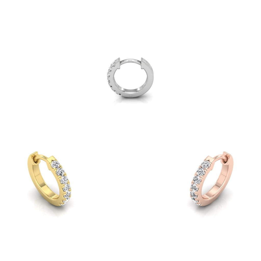 18K Diamond Piercing Hoop Earrings — 3 COLOR