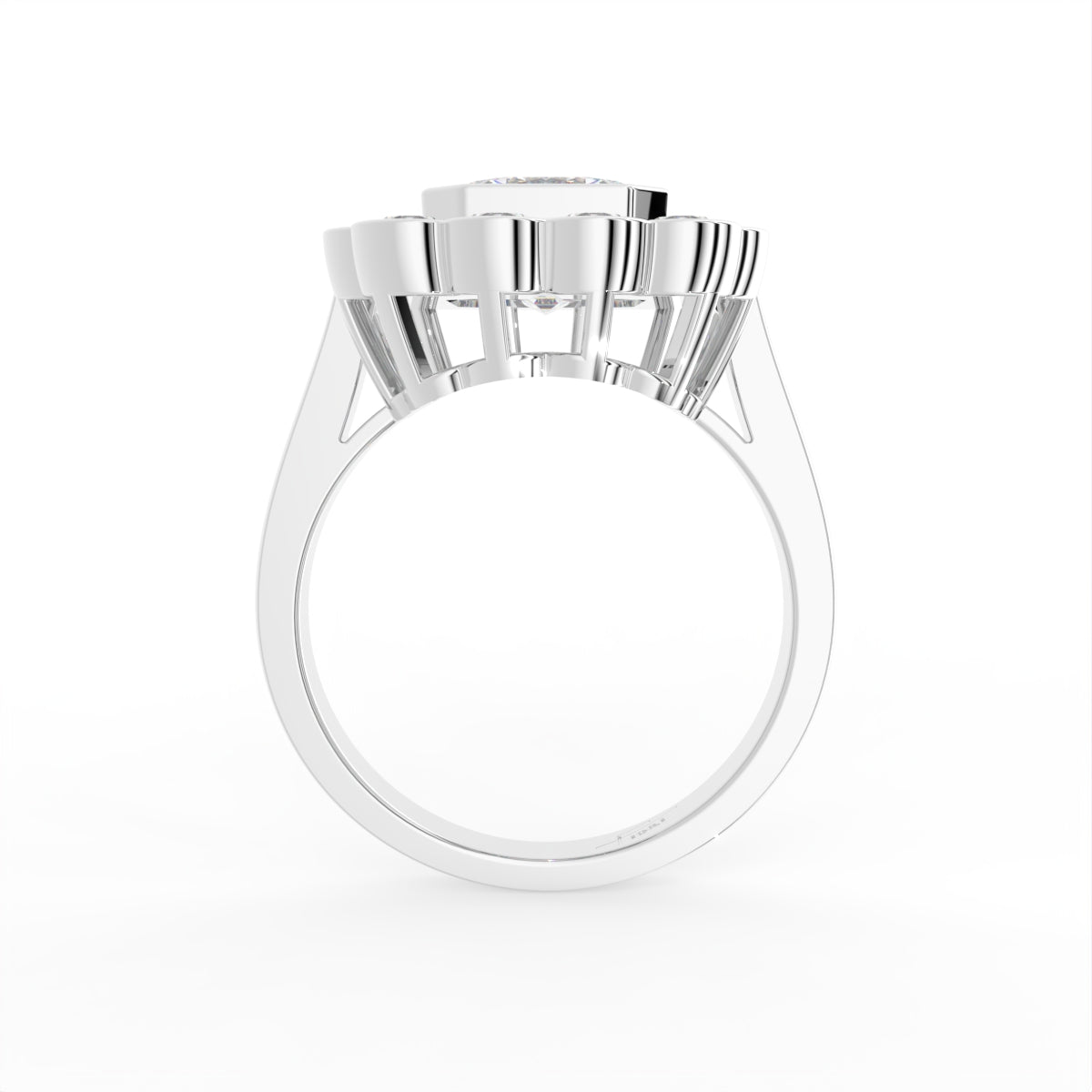 18K Halo Emerald Cut Diamond Solitaire Ring — FRONT