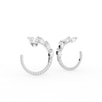 18K Mixed Cut Hoop Diamond Earrings — 3D VIEW