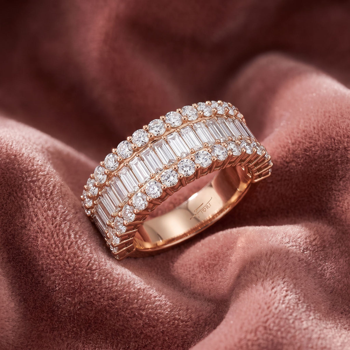 18K Eternity Baguette Diamond Ring — AI cloth, in-house
