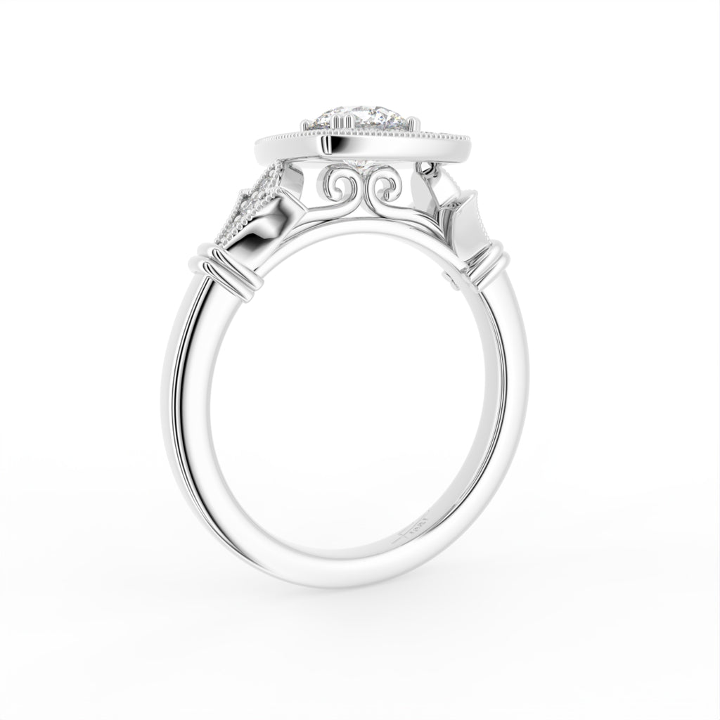 vimg:FJ3066|vimg:FJ3068|vimg:FJ1127|18K Halo Round Diamond Ring — 3D VIEW