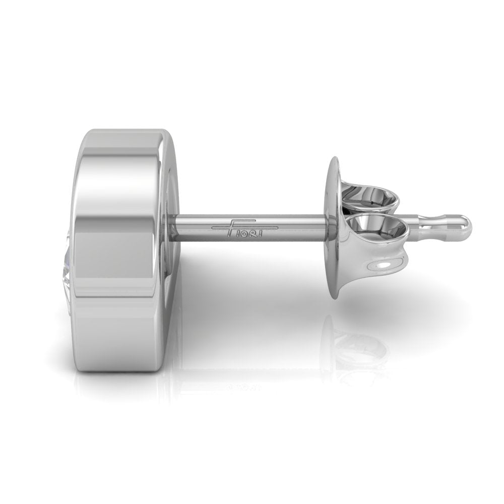 18K White Gold Half Moon Solitaire Diamond Earrings — SIDE VIEW
