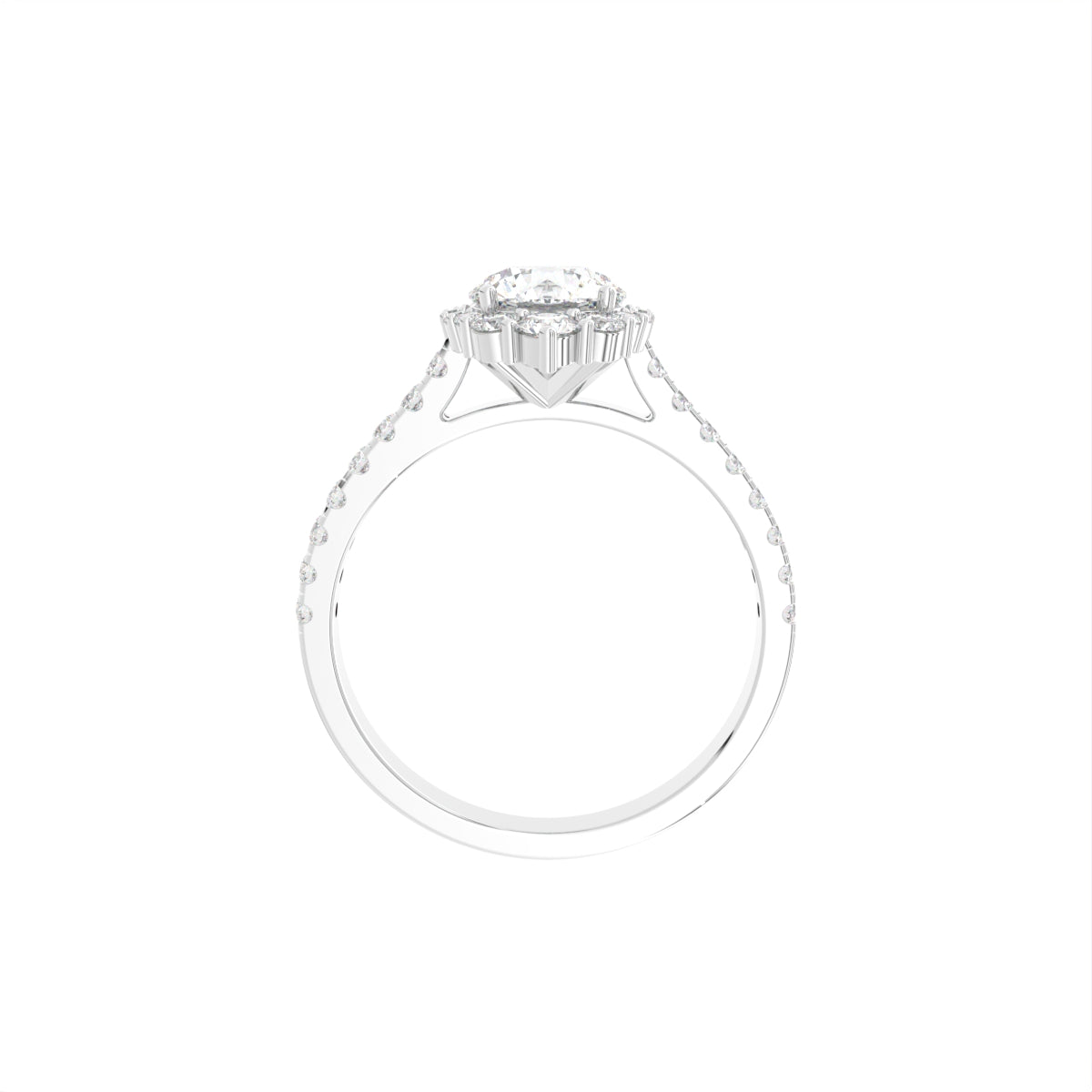18K Halo Round Diamond Ring — FRONT