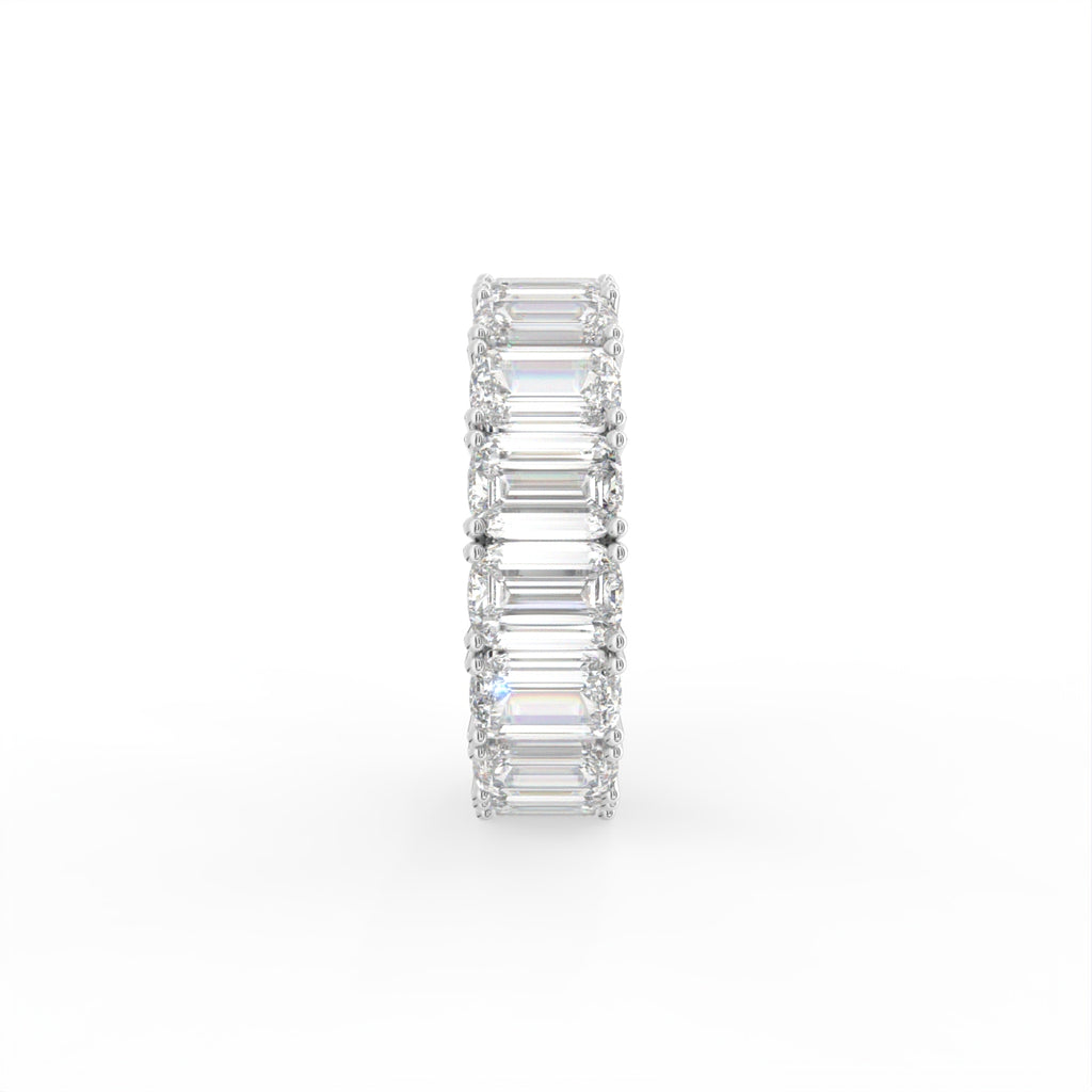 vimg:FJ5127|vimg:FJ5223|14K White Gold Full Eternity Emerald Diamond Ring — SIDE