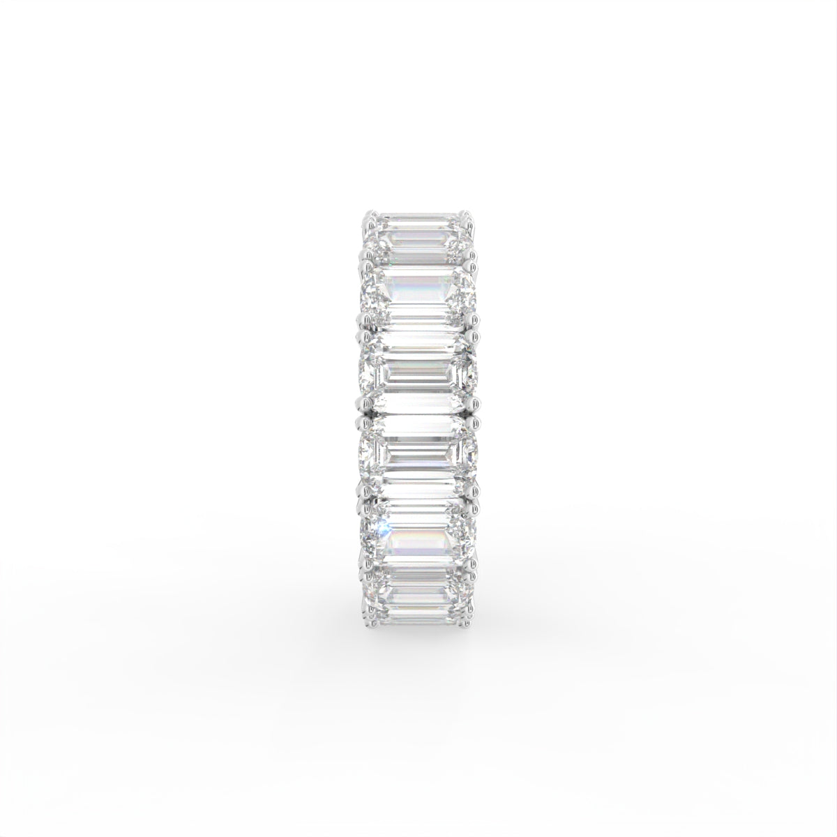 vimg:FJ5127|vimg:FJ5223|14K White Gold Full Eternity Emerald Diamond Ring — SIDE