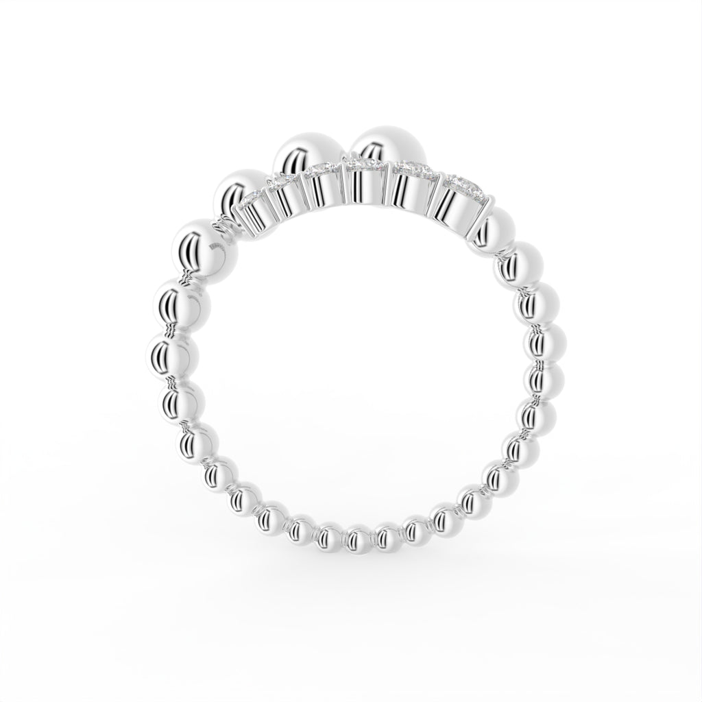18K Rose Gold Spiral Pave Diamond Ring — FRONT