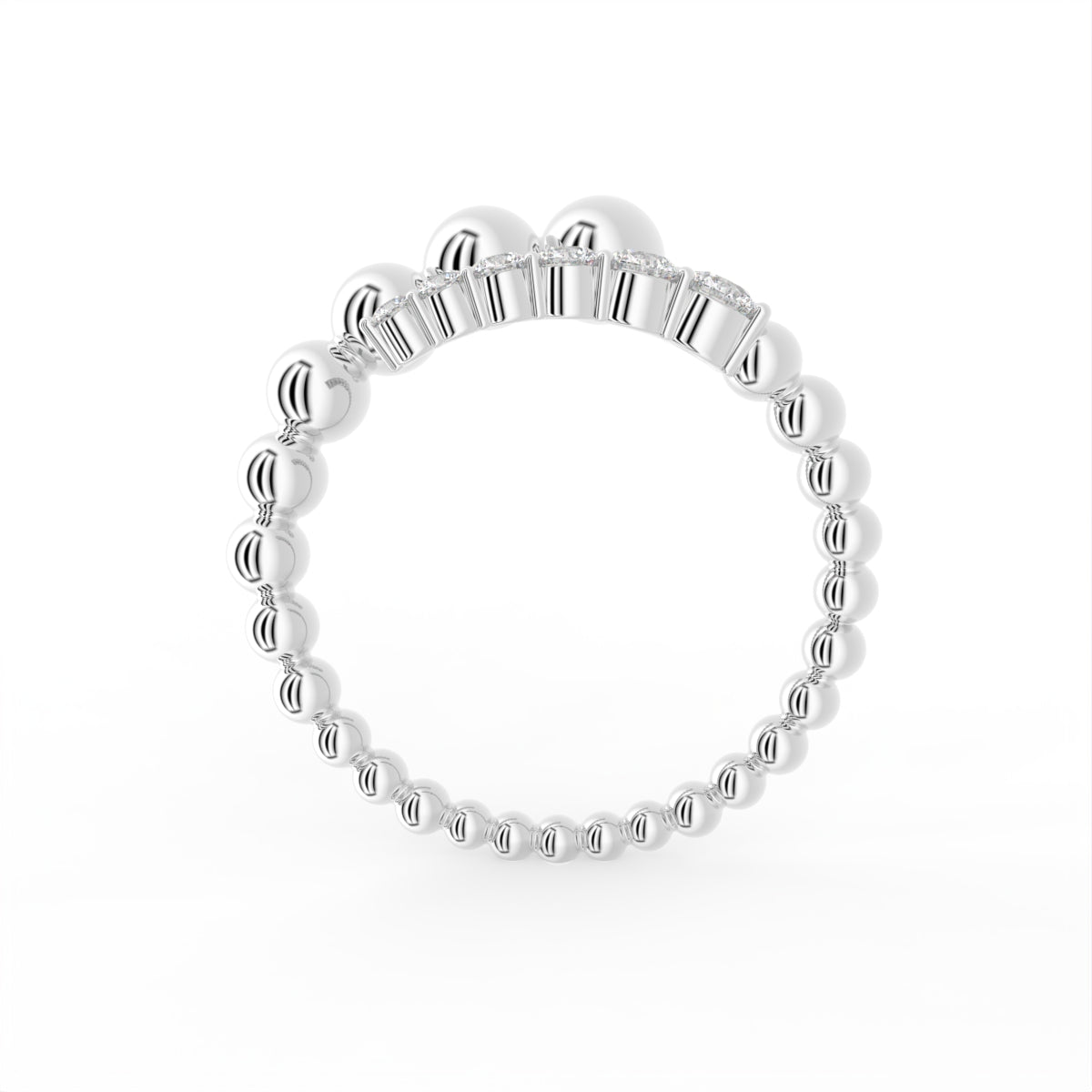 18K Rose Gold Spiral Pave Diamond Ring — FRONT