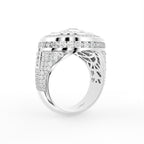 14K White Gold Bespoke Round Pave Diamond Ring — 3D VIEW