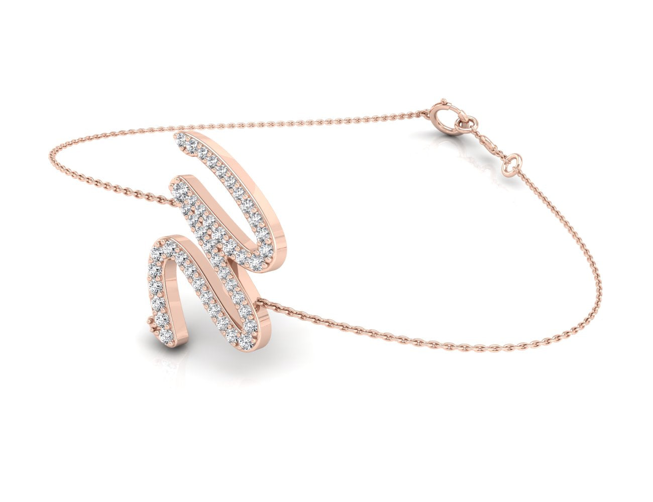18K Alphabet Diamond Bracelet — 3D VIEW