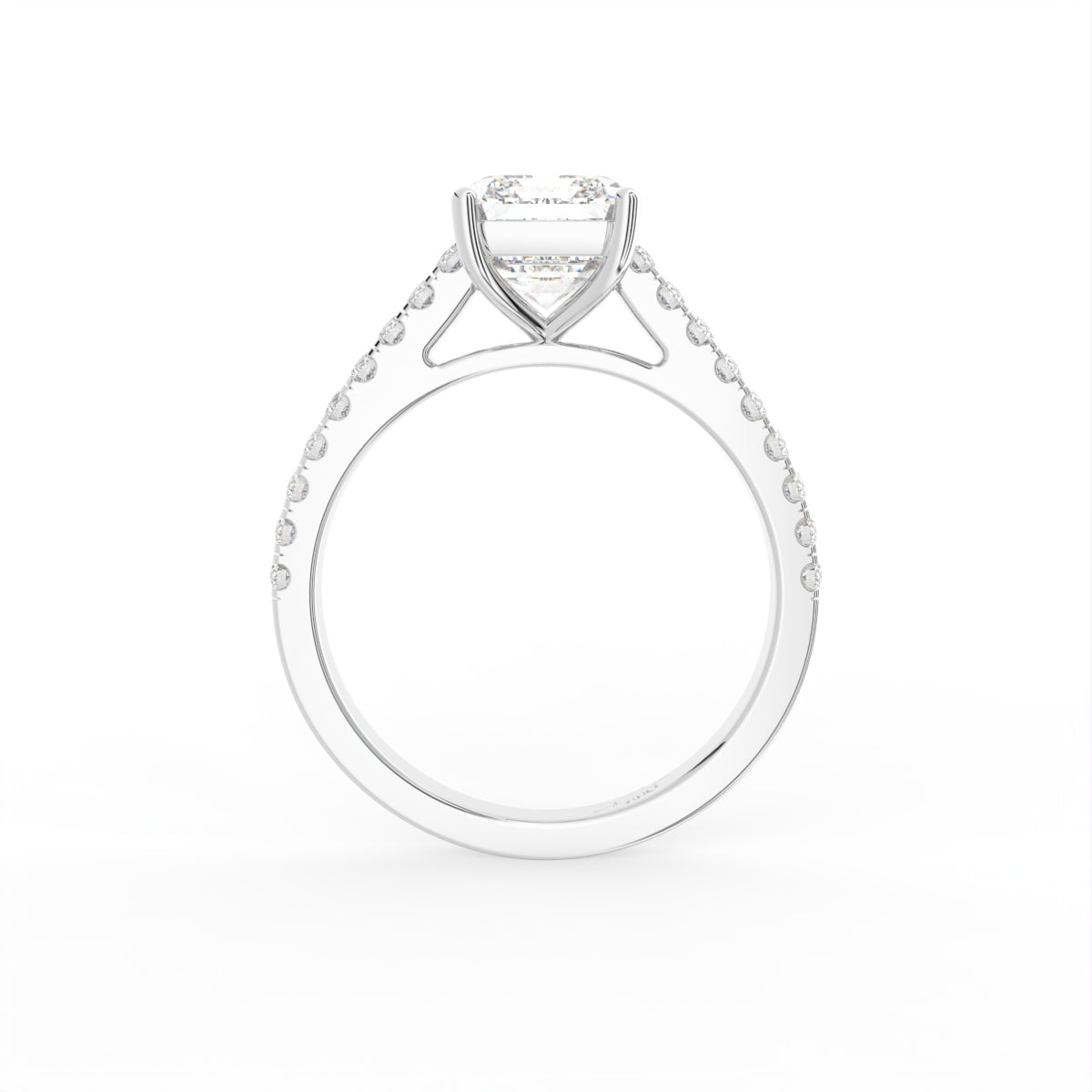 18K White Gold Emerald Diamond Ring — FRONT