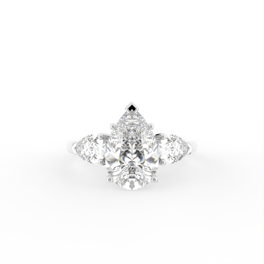 18K Trilogy Pear Diamond Engagement Ring