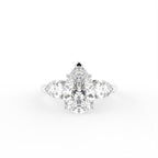 18K Trilogy Pear Diamond Engagement Ring — TOP