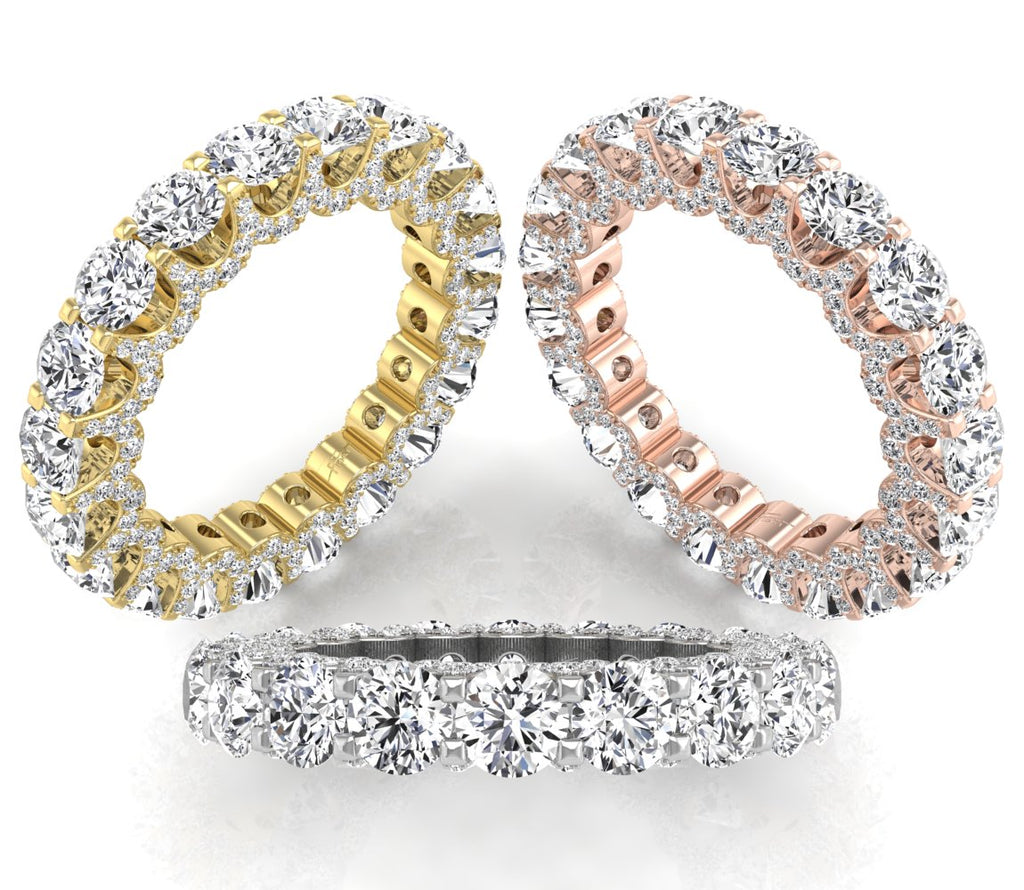 18K Full Eternity Round Diamond Ring — 3 COLOR